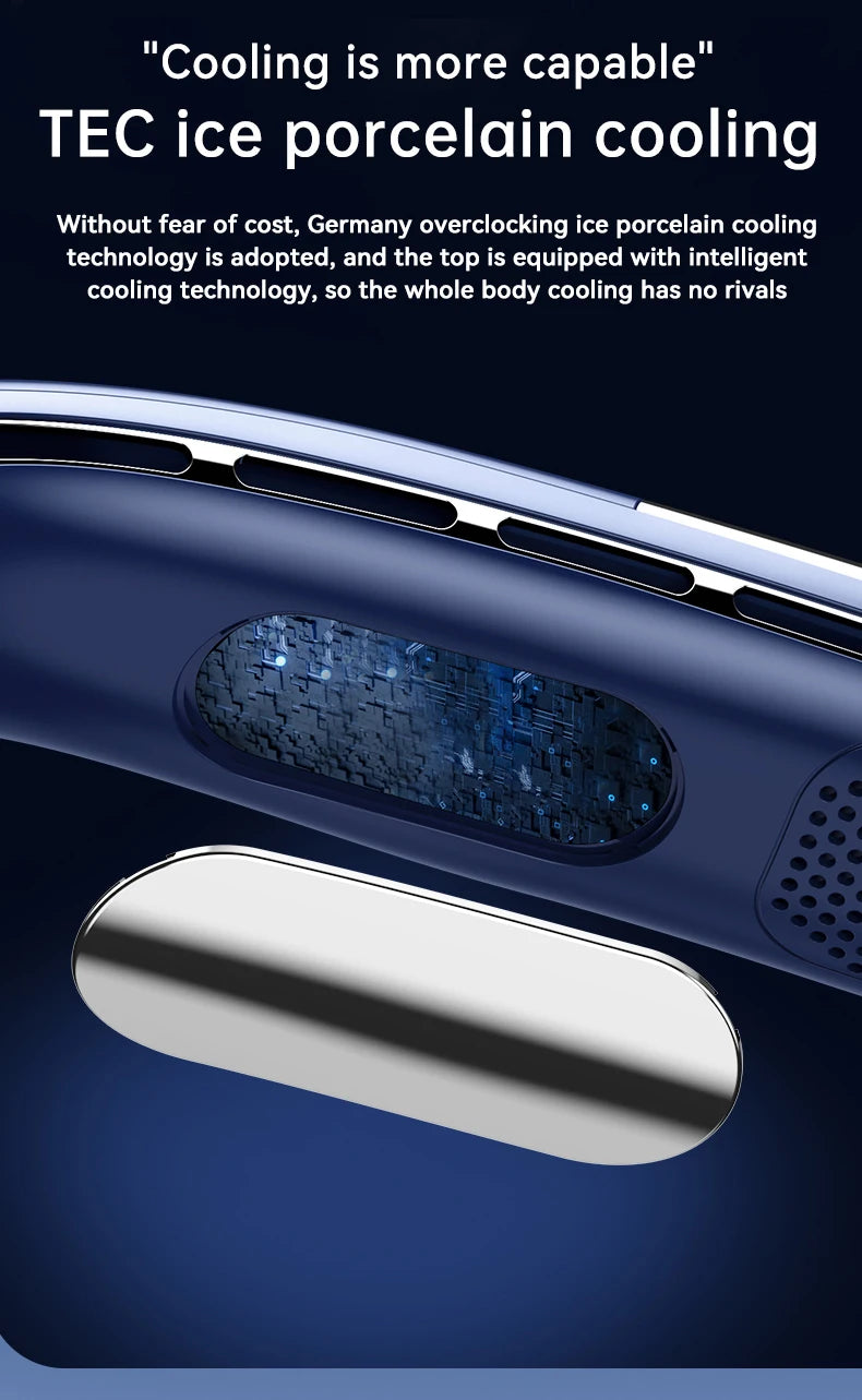 Portable Neck Fan 10000mAh Mini Bladeless Silent Neckband Fan USB Rechargeable 3 Speeds Mute Wireless Electric Neck Cooler Fans