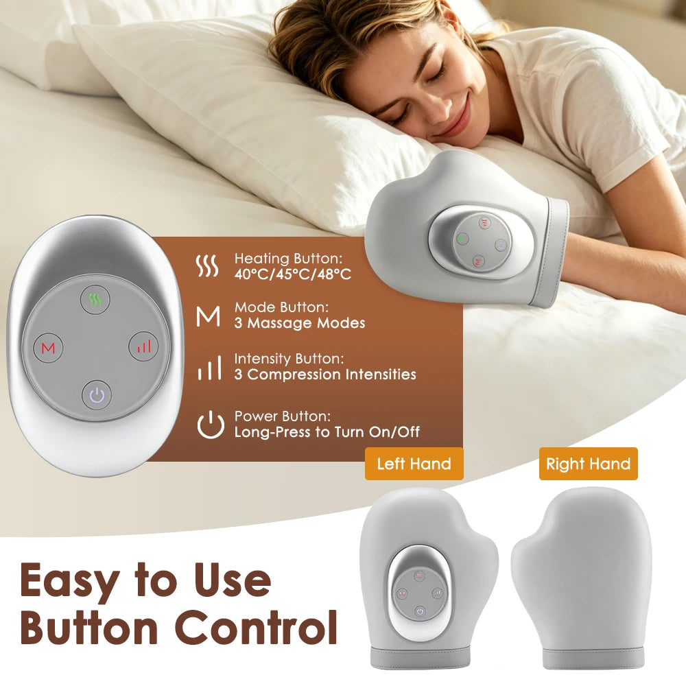 Hand massage glove 3 massage mode control button close-up