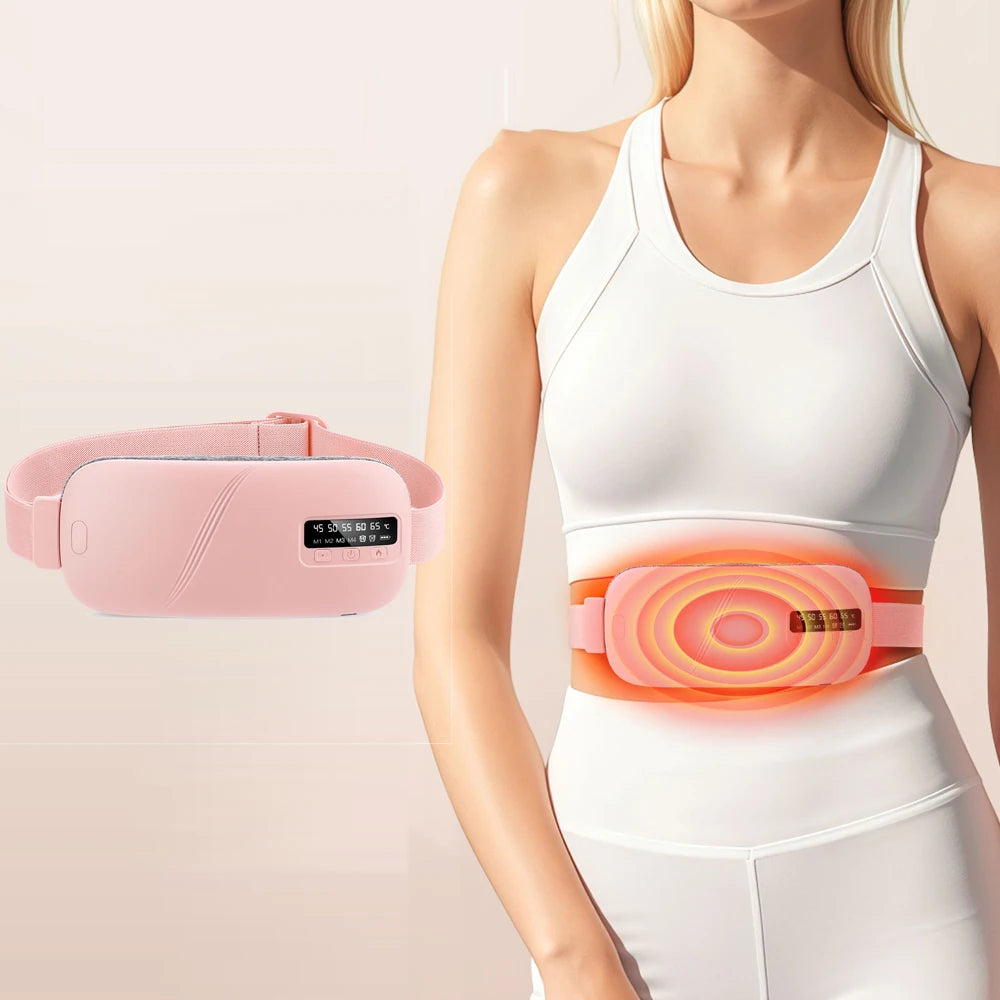 Heated waist warming belt in Pink shown flat