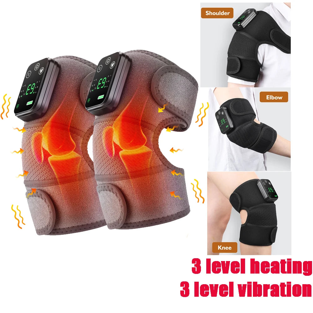 Heated knee brace cordless wrap-around design side view