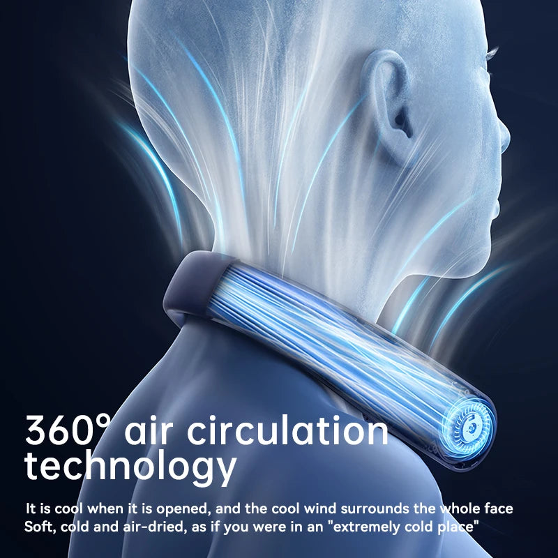 Portable Neck Fan 10000mAh Mini Bladeless Silent Neckband Fan USB Rechargeable 3 Speeds Mute Wireless Electric Neck Cooler Fans