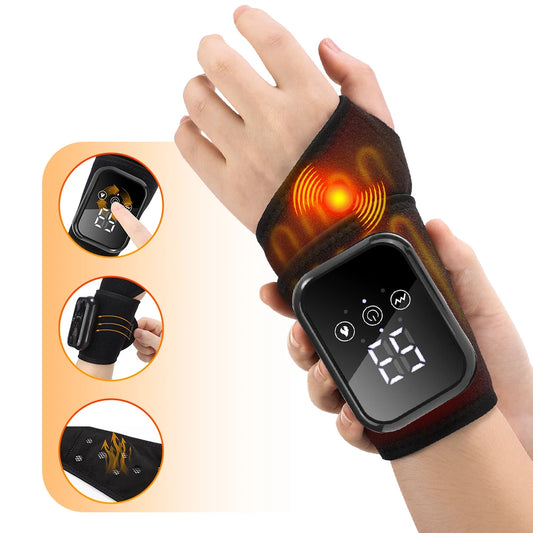 Heated wrist brace Style 1 Black colorway full view