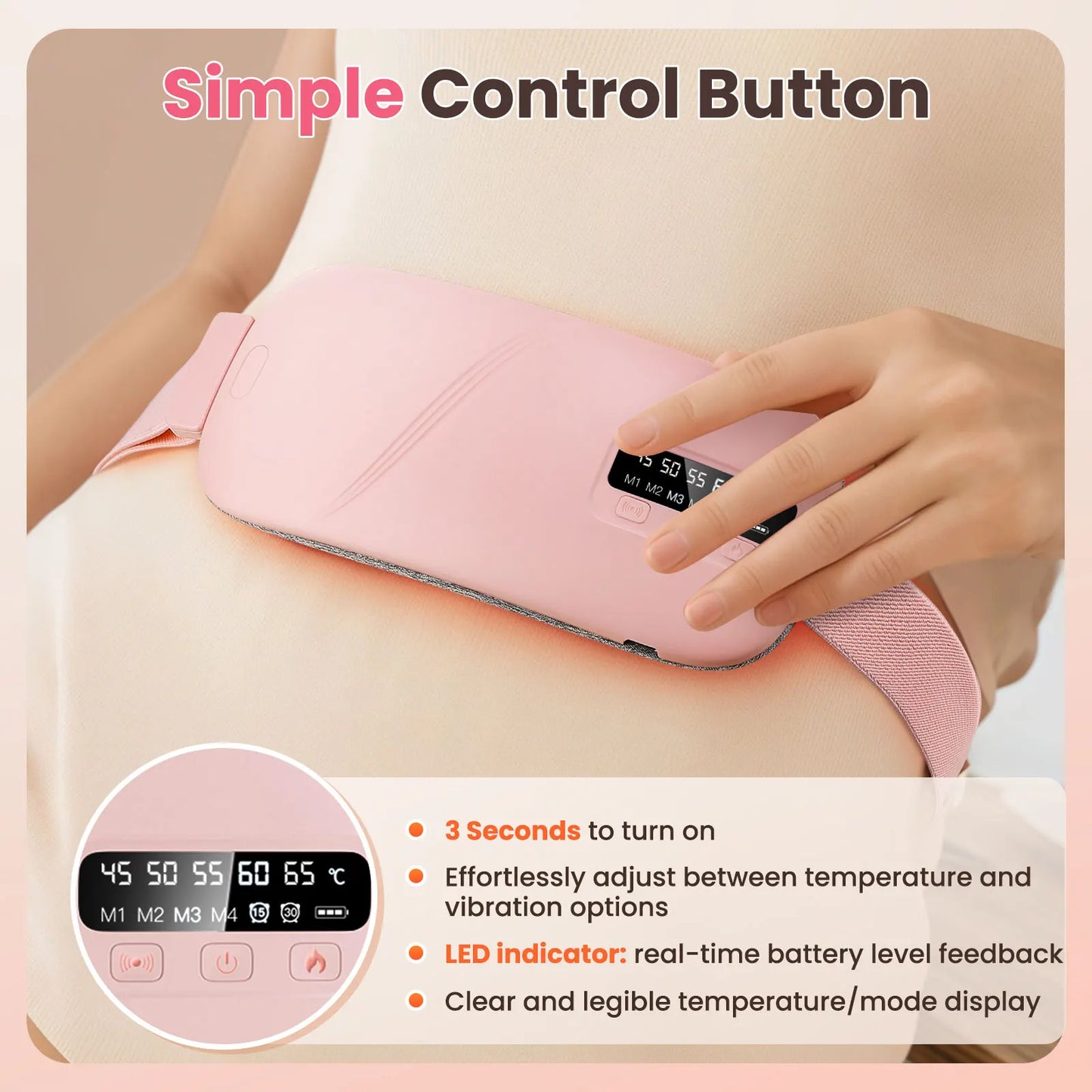 Heated waist warming belt rechargeable battery and charging cable