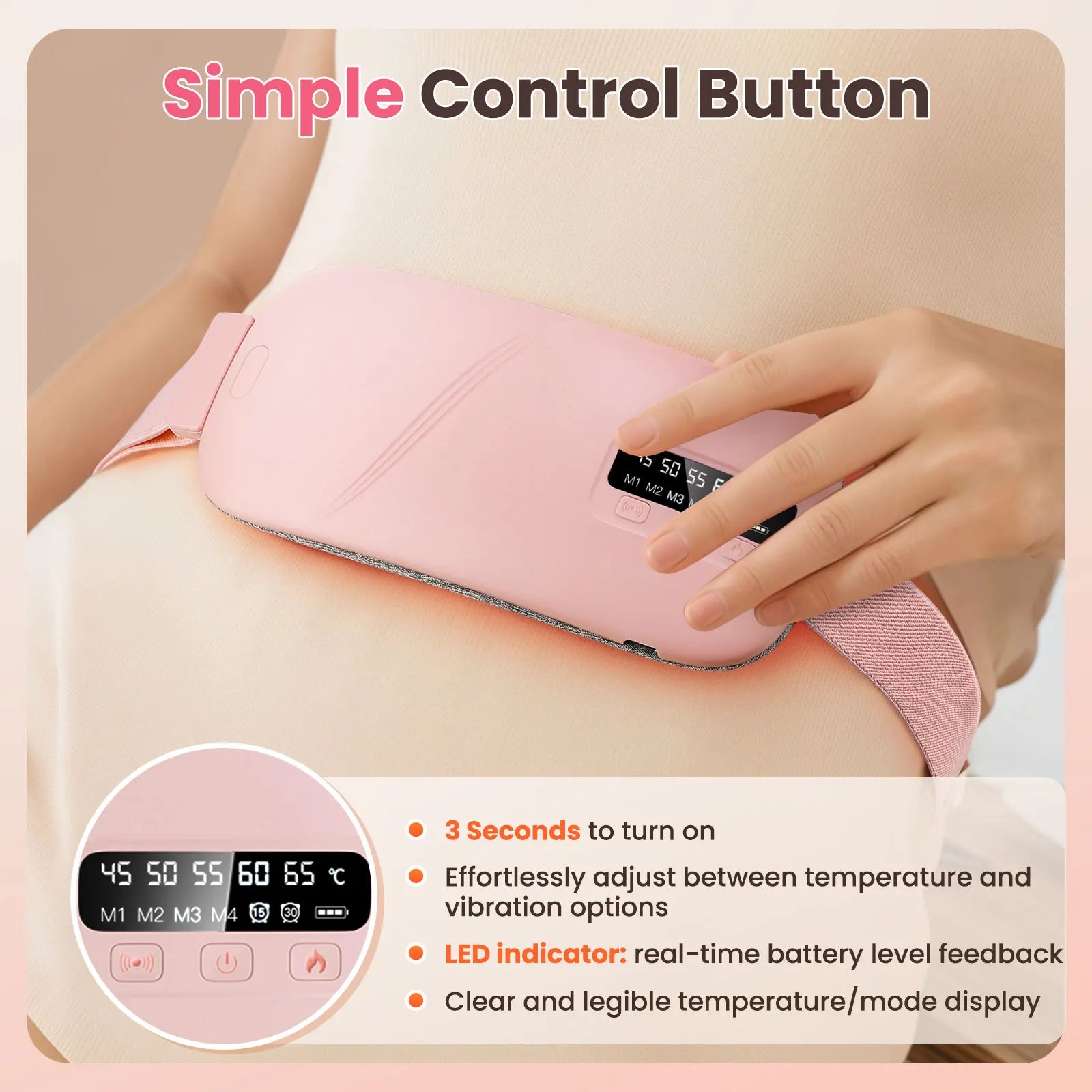 Heated waist warming belt rechargeable battery and charging cable