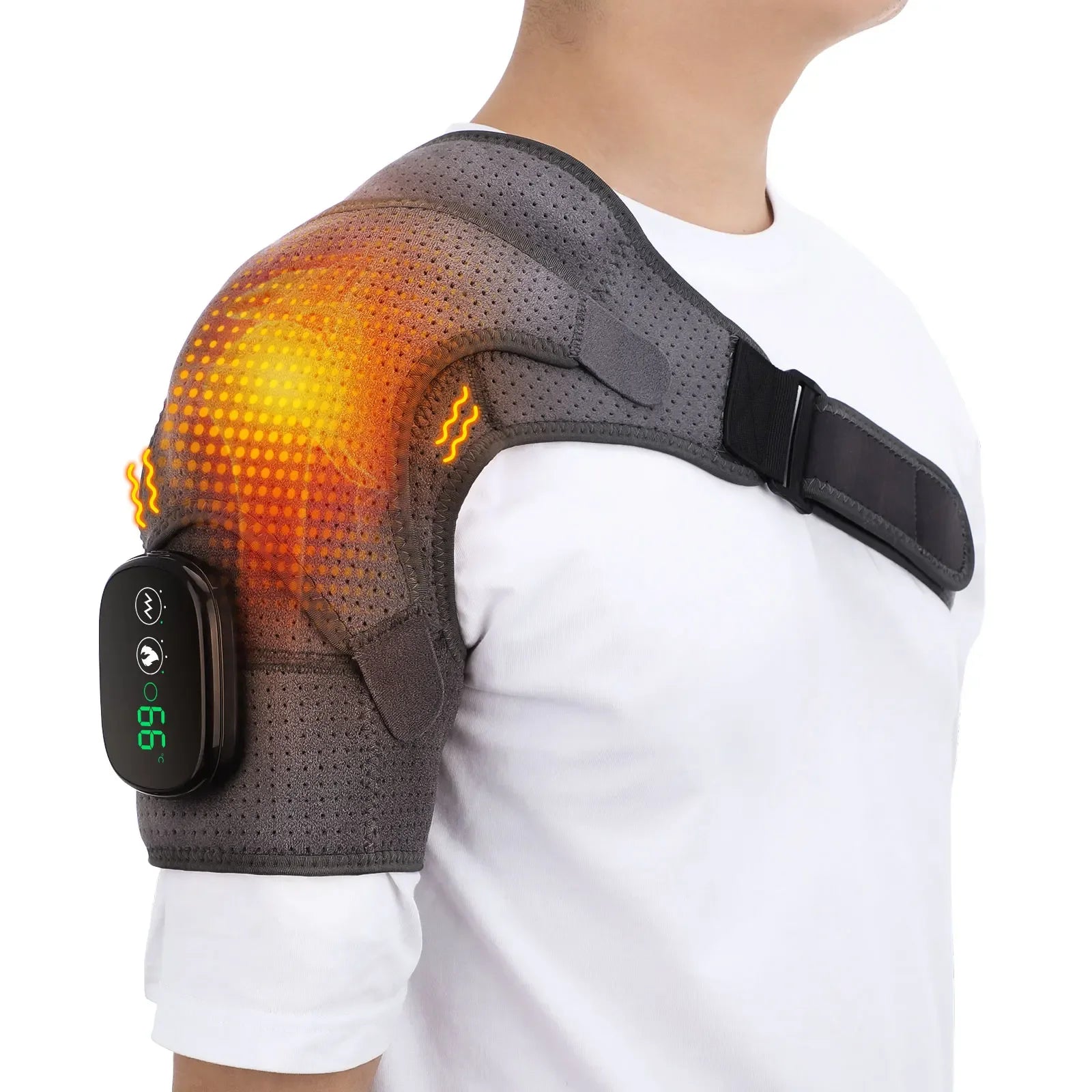 ThermoFlex Pro heated shoulder brace with USB charging cable included