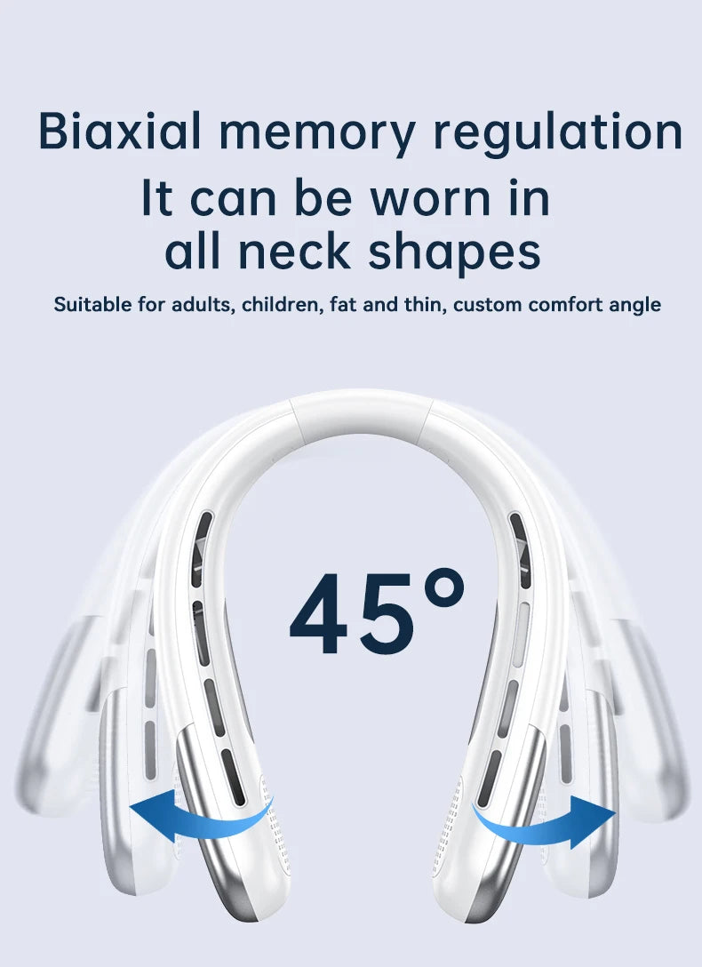 Portable Neck Fan 10000mAh Mini Bladeless Silent Neckband Fan USB Rechargeable 3 Speeds Mute Wireless Electric Neck Cooler Fans
