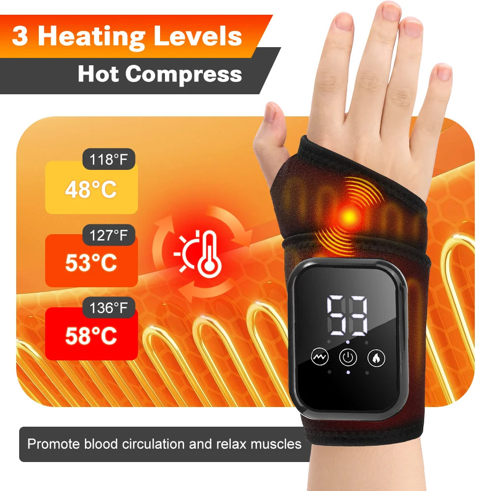 Heated wrist brace Style 1 Grey colorway full view
