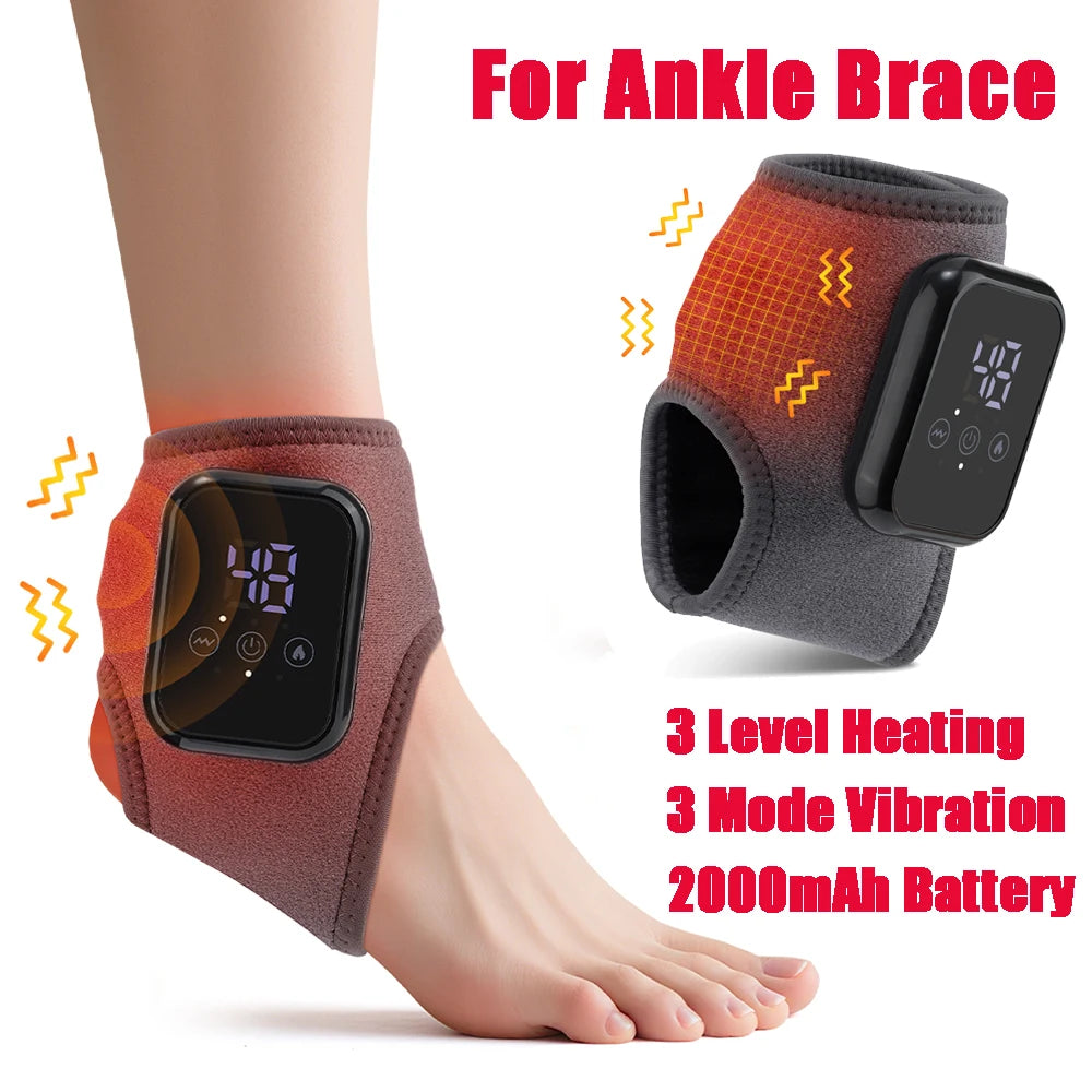 Heated ankle wrist brace adjustable strap and secure fit