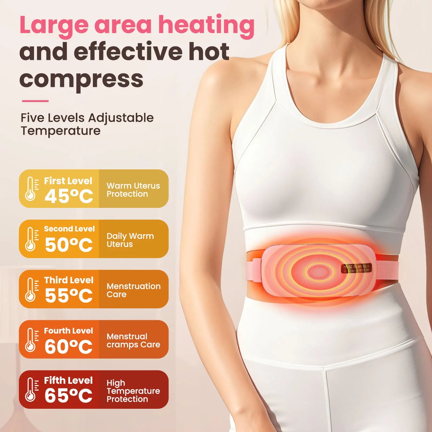 Heated waist warming belt worn discreetly under clothing